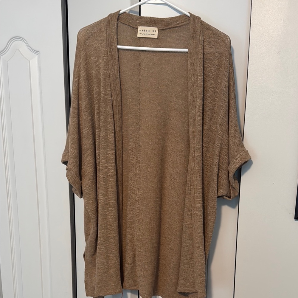 Brown Open-Front Cardigan